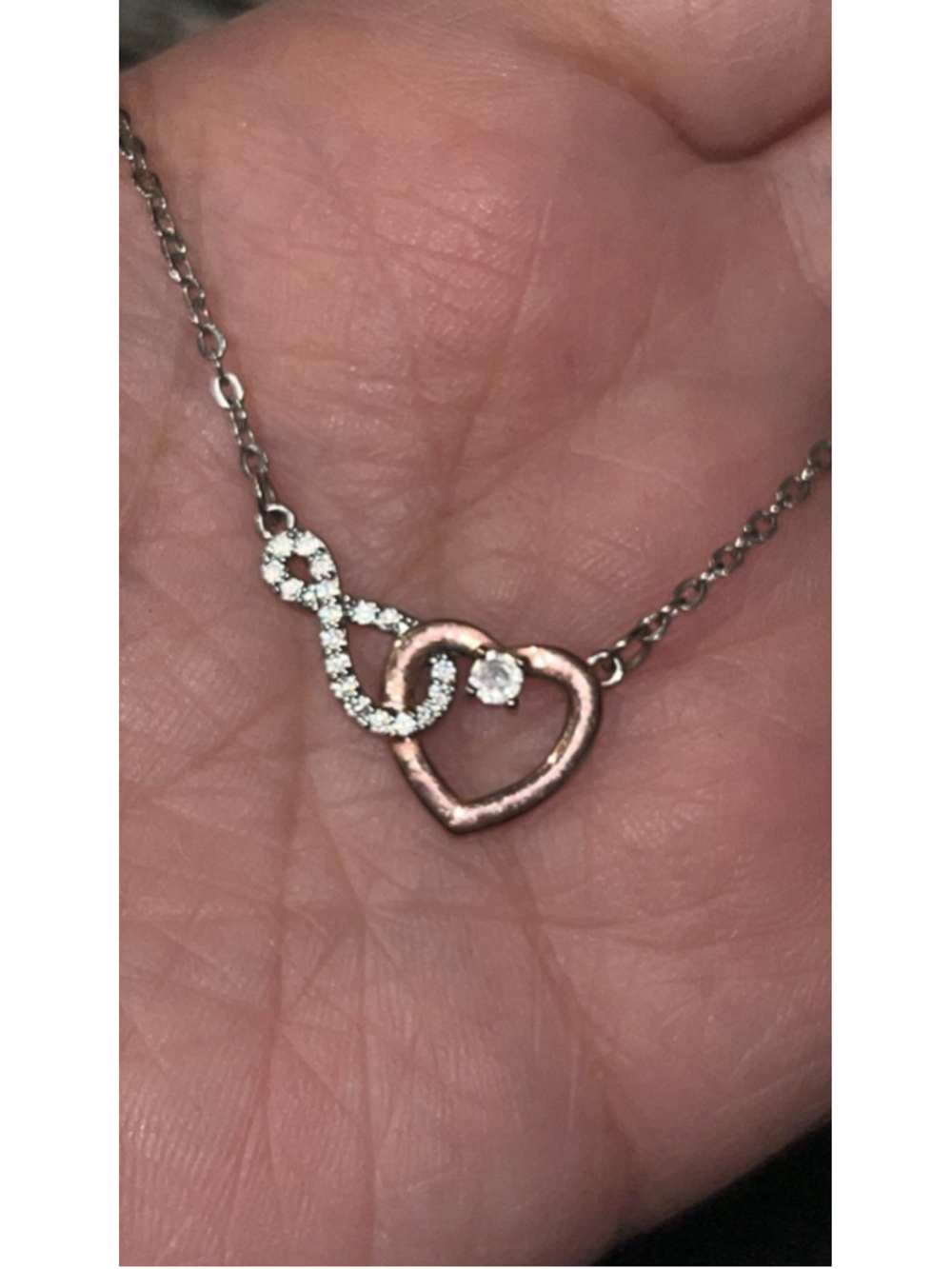 Women's Unbranded Silver & Rose Gold Heart Infinity Necklace, One Size